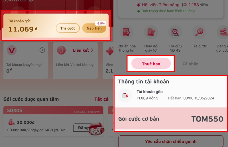 Hướng dẫn tra cứu thương mại & dịch vụ đang thực hiện viettel mobifone vinaphone