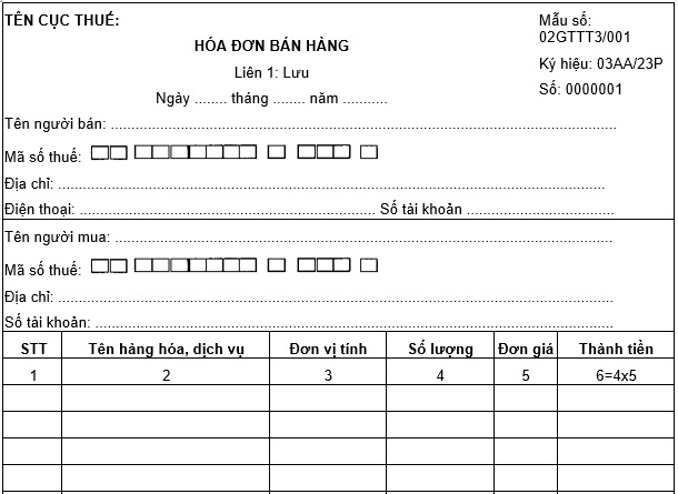 Mẫu hóa đơn bán hàng do cục thuế phát hành hiện nay như thế nào Mẫu hóa đơn bán hàng do cục thuế phát hành hiện nay như thế nào