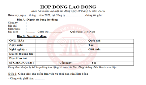 Mẫu hợp đồng lao động new nhất Mẫu phù hợp đồng lao động mới nhất