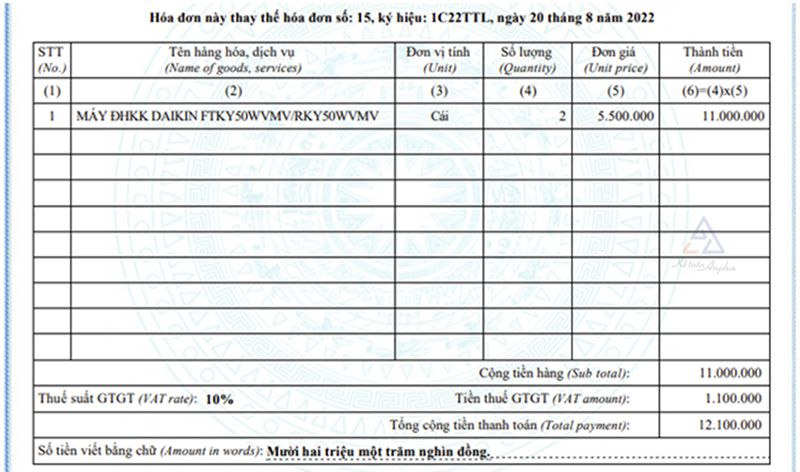 Lập hóa 1-1 thay thế Lập hóa đơn thay thế