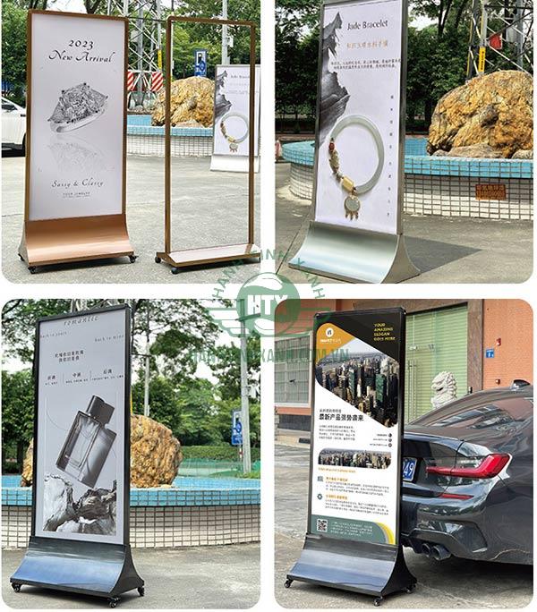 Bảng standee không tính trời gồm bánh xe